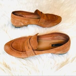 H&M PREMIUM Genuine Suede Tan Penny Loafers Flats